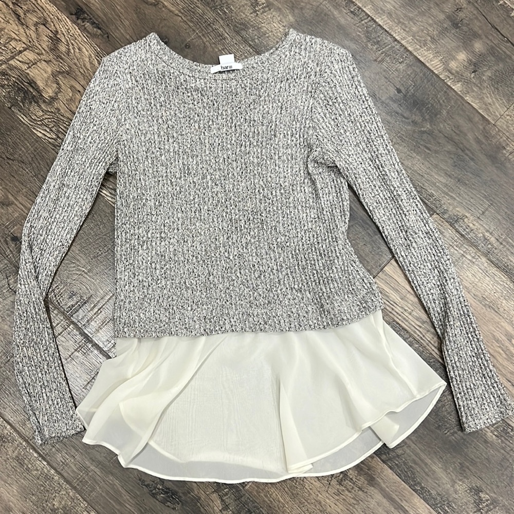 Bar III long sleeve sweater top with flowy chiffon bottom